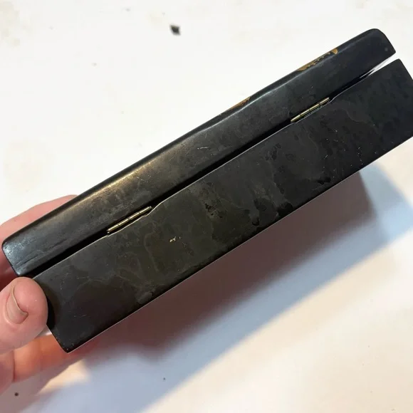 vintage Japanese black lacquer jewelry box intricate mother-of-pearl - Picture 8 of 12